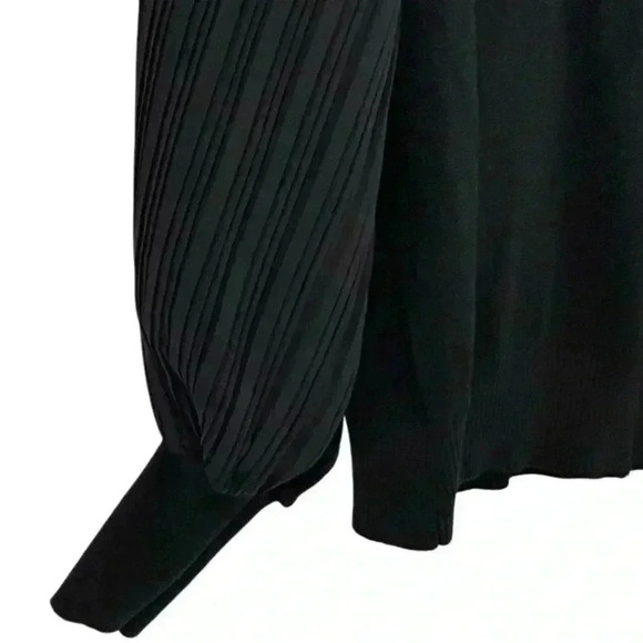 Sioni Women's Black Sheer Pleated Sleeve Mock Neck Blouse Size M - Picture 5 of 13